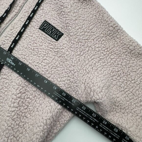 Victoria Secret PINK SMALL Hoodie Sherpa Fleece 1/4 Zip Pink Pullover Cozy - Picture 5 of 7